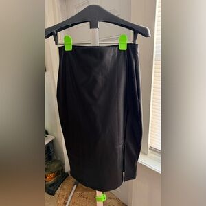Popilush Elegant Black Pencil Skirt Pleather with Shapewear shorts attached.